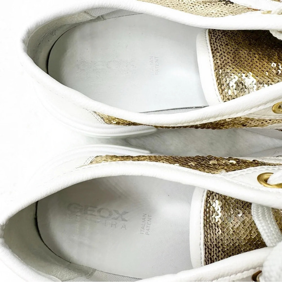 Geox Gold Sequin Tennis Shoes Size 7 - Picture 3 of 6